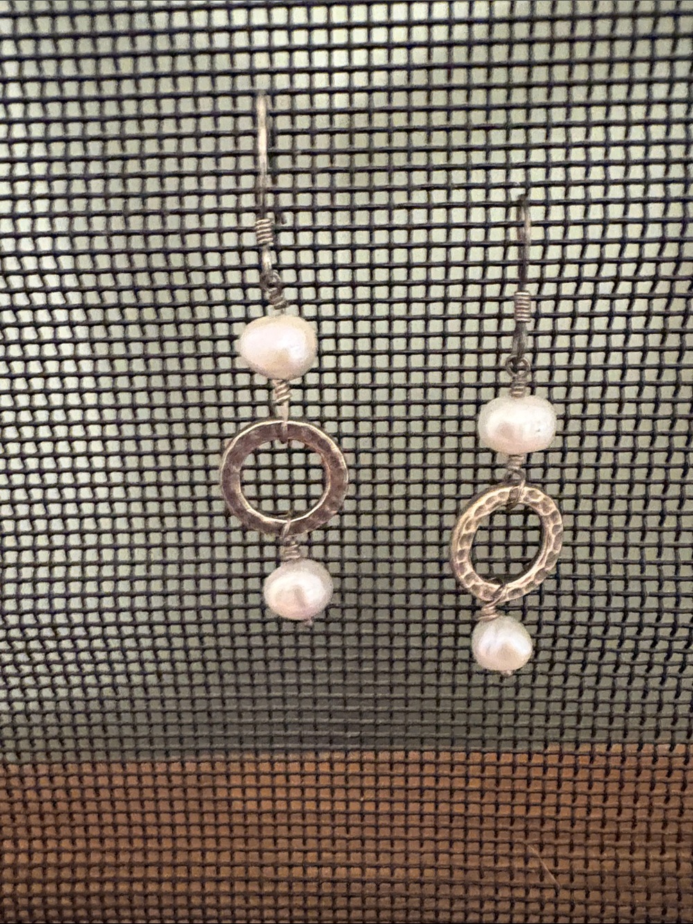 Elegant White Pearl Drop Hoop Earrings
